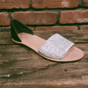 Loeffler Randall Sawyer Flex d'Orsay Flat Embossed Leather Sandal Women's 9